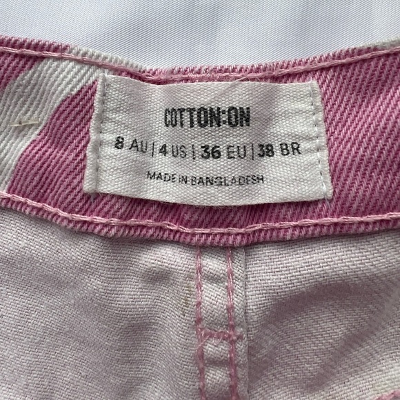 Cotton On Pink and White Swirly Loose Straight Jeans 4 - Picture 7 of 16